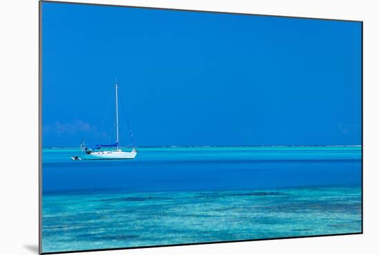 White Yacht at Stunning Tropical Lagoon of Bora Bora-BlueOrange Studio-Mounted Photographic Print