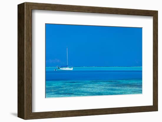 White Yacht at Stunning Tropical Lagoon of Bora Bora-BlueOrange Studio-Framed Photographic Print