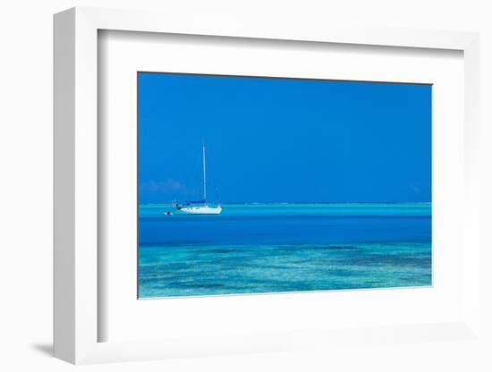 White Yacht at Stunning Tropical Lagoon of Bora Bora-BlueOrange Studio-Framed Photographic Print