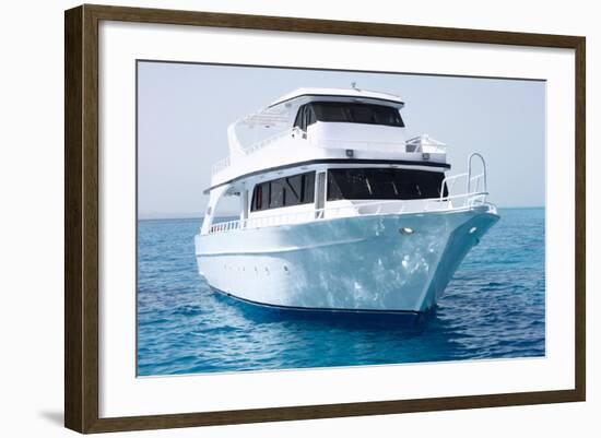 White Yacht in Blue Sea-Dudarev Mikhail-Framed Photographic Print