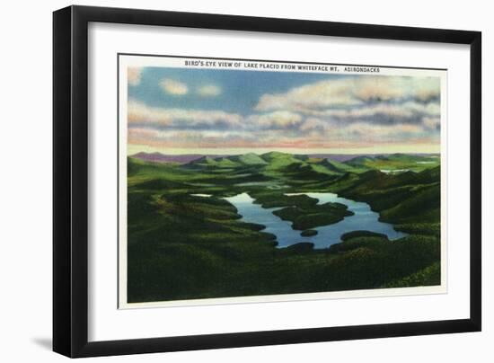 Whiteface Mountain, New York - Aerial View of Lake Placid-Lantern Press-Framed Art Print