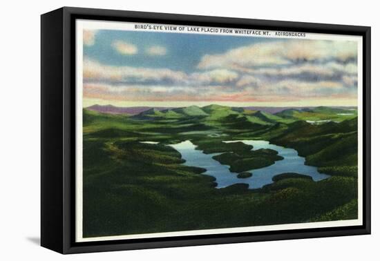 Whiteface Mountain, New York - Aerial View of Lake Placid-Lantern Press-Framed Stretched Canvas