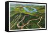 Whiteface Mountain, New York - Aerial View of the Whiteface Mt Memorial Hwy-Lantern Press-Framed Stretched Canvas
