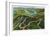 Whiteface Mountain, New York - Aerial View of the Whiteface Mt Memorial Hwy-Lantern Press-Framed Art Print