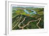 Whiteface Mountain, New York - Aerial View of the Whiteface Mt Memorial Hwy-Lantern Press-Framed Art Print