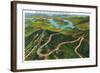 Whiteface Mountain, New York - Aerial View of the Whiteface Mt Memorial Hwy-Lantern Press-Framed Art Print