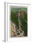 Whiteface Mountain, NY - Aerial View of Winding Trail, Castle, Summit House-Lantern Press-Framed Art Print