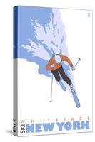 Whiteface, New York, Stylized Skier-Lantern Press-Stretched Canvas