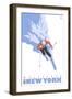 Whiteface, New York, Stylized Skier-Lantern Press-Framed Art Print