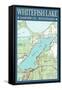 Whitefish Lake Chart - Sawyer County, Wisconsin-Lantern Press-Framed Stretched Canvas