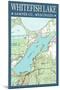 Whitefish Lake Chart - Sawyer County, Wisconsin-Lantern Press-Mounted Art Print