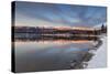 Whitefish Lake Reflecting Big Mountain in Winter Sunset, Montana, USA-Chuck Haney-Stretched Canvas