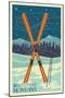 Whitefish, Montana - Crossed Skis-Lantern Press-Mounted Art Print