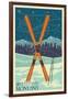 Whitefish, Montana - Crossed Skis-Lantern Press-Framed Art Print