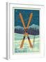 Whitefish, Montana - Crossed Skis-Lantern Press-Framed Art Print