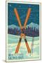 Whitefish, Montana - Crossed Skis-Lantern Press-Mounted Art Print