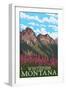 Whitefish, Montana - Fireweed and Mountains-Lantern Press-Framed Art Print