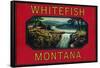 Whitefish Montana - Orange Label-Lantern Press-Framed Stretched Canvas