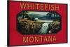 Whitefish Montana - Orange Label-Lantern Press-Stretched Canvas