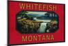 Whitefish Montana - Orange Label-Lantern Press-Mounted Art Print