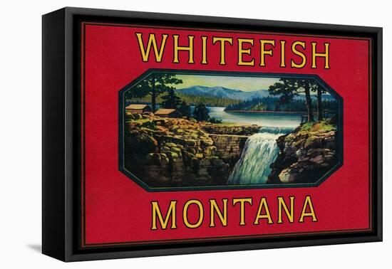 Whitefish Montana - Orange Label-Lantern Press-Framed Stretched Canvas