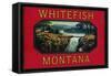 Whitefish Montana - Orange Label-Lantern Press-Framed Stretched Canvas