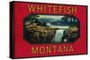 Whitefish Montana - Orange Label-Lantern Press-Stretched Canvas