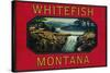 Whitefish Montana - Orange Label-Lantern Press-Stretched Canvas