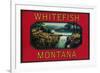 Whitefish Montana - Orange Label-Lantern Press-Framed Art Print