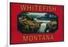 Whitefish Montana - Orange Label-Lantern Press-Framed Art Print