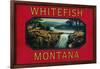 Whitefish Montana - Orange Label-Lantern Press-Framed Art Print