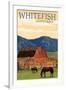 Whitefish, Montana - Red Barn and Horses-Lantern Press-Framed Art Print