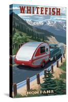 Whitefish, Montana - Retro Camper-Lantern Press-Stretched Canvas