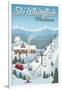 Whitefish, Montana - Retro Ski Resort-Lantern Press-Framed Art Print