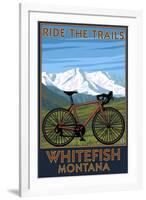 Whitefish, Montana - Ride the Trails-Lantern Press-Framed Art Print