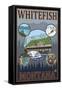 Whitefish, Montana - Scenic Travel Poster-Lantern Press-Framed Stretched Canvas