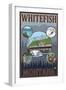 Whitefish, Montana - Scenic Travel Poster-Lantern Press-Framed Art Print