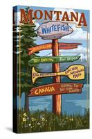 Whitefish, Montana - Sign Destinations-Lantern Press-Stretched Canvas