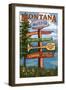 Whitefish, Montana - Sign Destinations-Lantern Press-Framed Art Print