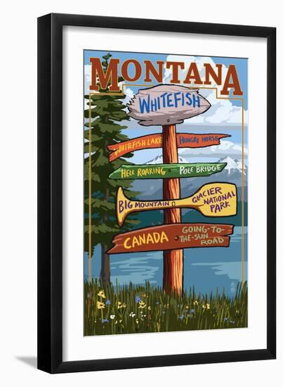 Whitefish, Montana - Sign Destinations-Lantern Press-Framed Art Print