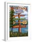 Whitefish, Montana - Sign Destinations-Lantern Press-Framed Art Print