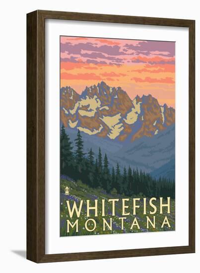 Whitefish, Montana - Spring Flowers-Lantern Press-Framed Art Print