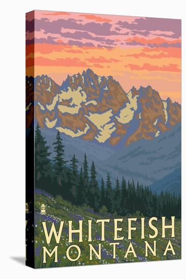 Whitefish, Montana - Spring Flowers-Lantern Press-Stretched Canvas