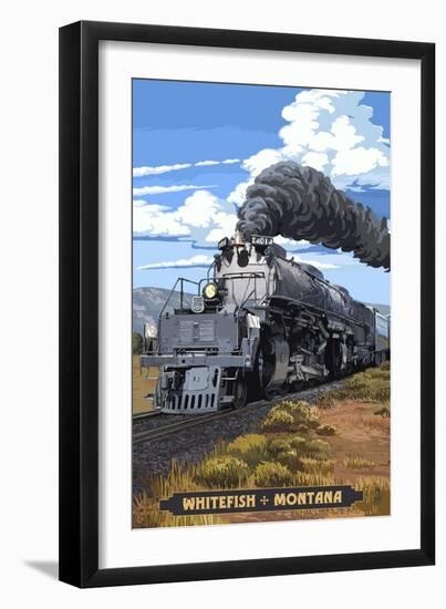 Whitefish, Montana - Steam Engine 4014-Lantern Press-Framed Art Print