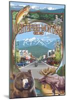 Whitefish, Montana Town Views-Lantern Press-Mounted Art Print