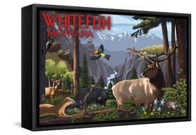 Whitefish, Montana - Wildlife Utopia-Lantern Press-Framed Stretched Canvas