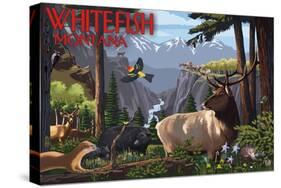 Whitefish, Montana - Wildlife Utopia-Lantern Press-Stretched Canvas