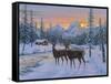 Whitetail and Cabin-Jeff Tift-Framed Stretched Canvas