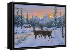 Whitetail and Cabin-Jeff Tift-Framed Stretched Canvas