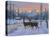 Whitetail and Cabin-Jeff Tift-Stretched Canvas